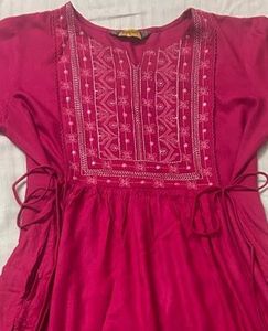 Pink Embroidered Kurta Dress