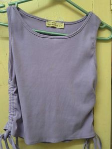Lavender Ribbed Drawstring Tank Top