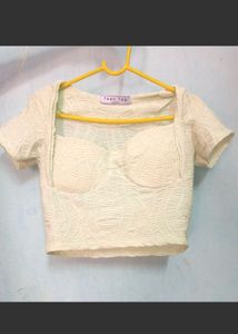 Stylish Textured Crop Top &amp; Pants Set