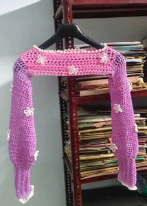 Crocheted Bolero Shrug with Flowers
