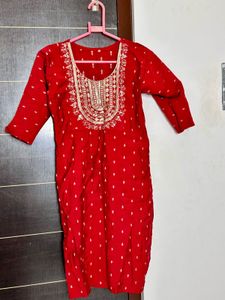 Beautiful Red Embroidered Kurta