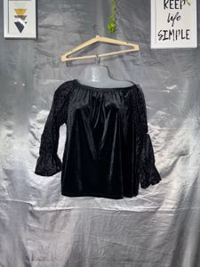 Black Velvet Off-Shoulder Top