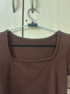 Brown Square Neck Top