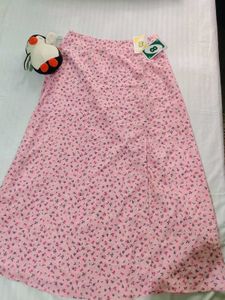 Pink Floral Midi Skirt