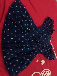 Navy Polka Dot Mesh Dress
