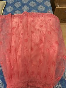Peach Embroidered Lehenga Choli Set