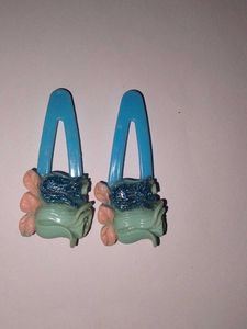 Cute Blue Floral Hair Clips - Set of 2