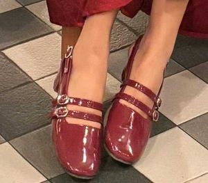 Chic cherry red Mary Jane Block heels 🍒