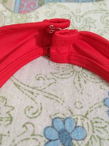 Red Halter Neck Top with Bow Details