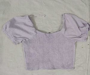 Lilac Puff Sleeve Button-Up Top