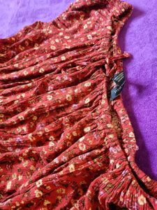 Red Off Shoulder Summer Print Top