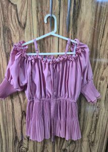 Off-Shoulder Pleated Peplum Top