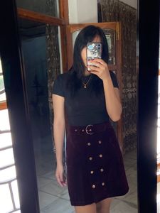 SHEIN maroon velvet mini skirt