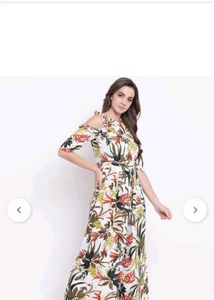 Beautiful Floral Cold Shoulder Maxi Dress