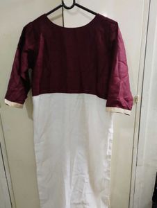 Elegant Maroon &amp; White Anarkali Suit