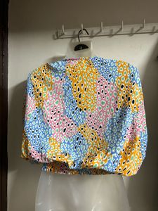 Colorful Smocked Cropped Top