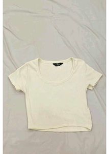 Cream Ribbed Cropped Top
