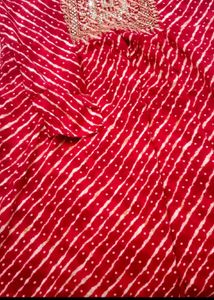 Red Embellished kurti with sequence yolk
