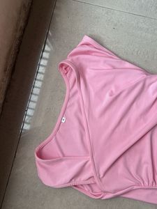 Elegant Pink Ruched Maxi Dress