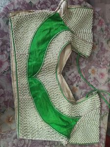 Green moti work heavy blouse💚