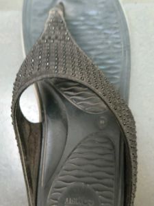 Sparkly Embellished Black Flip-Flops