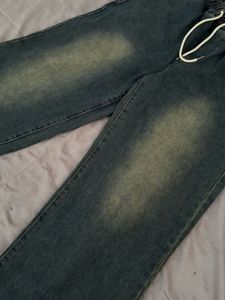 Washed Denim Cargo Pants