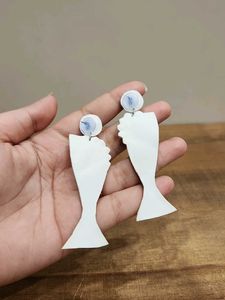 Champagne Glass Pearl Drop Earrings