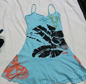 Light Blue❤️‍🔥 Butterfly &amp; Leaf Print Mini Dress