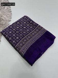 Elegant Purple Mirror Work Saree