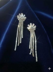Sparkling Rhinestone Tassel Earrings