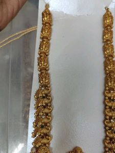 Exquisite Gold-Tone Indian long haram Necklace Set
