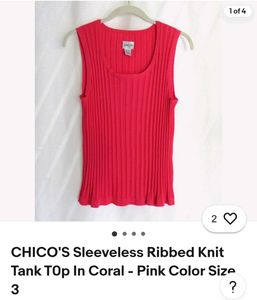 CHICO'S Sleeveless Ribbed Knit Tank Top