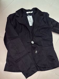 Chic Black Blazer with Statement Buttons