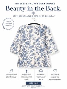 Blue Floral Print Cotton Kurta