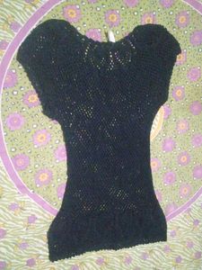 Black Crochet Knit Top