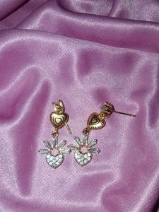 Korean sparkling Heart Dangle Earrings