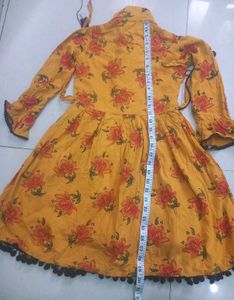 Yellow Floral Print Ethnic Gown