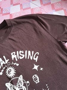 Brown Graphic T-Shirt with Butterfly Design
