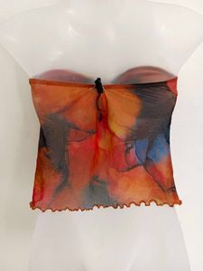 Mesh Tie-Front Tube Top