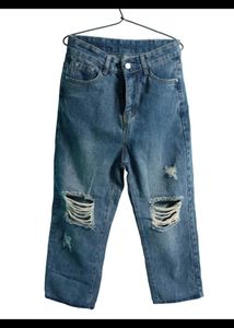 Trendy Ripped Blue Denim Jeans