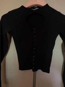🖤Baesic Black Cutout Front Cardigan