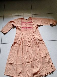 Peach Embroidered Kurta