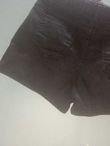 Black Denim High-Waisted Shorts