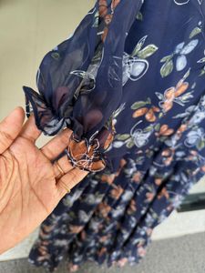 Navy Floral Print Midi Dress 3XL