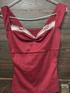 lace maroon coquette top