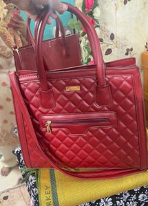 Red Quilted Tote Bag