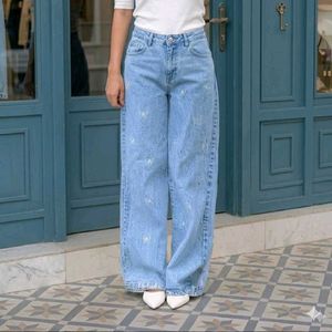 Light Wash bow Wide Leg Jeans