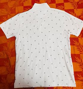 Men's White Polo Shirt with Small Print