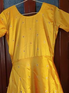 Beautiful Yellow Anarkali Suit Set