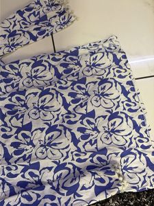 Blue Floral Print Top &amp; Jeans Set